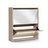 Artiss Mirrored Wooden Shoe Cabinet Rack