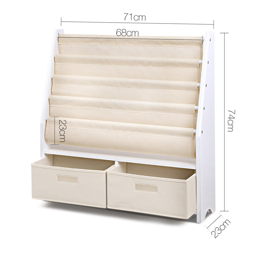Artiss 4 Tier Wooden Kids Bookshelf - White