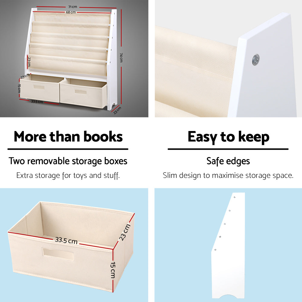Artiss 4 Tier Wooden Kids Bookshelf - White