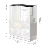 Artiss High Gloss Shoe Cabinet Rack- Black & White