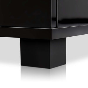 Artiss High Gloss Two Drawers Bedside Table - Black