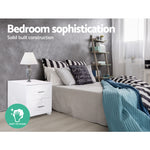 Artiss High Gloss Two Drawers Bedside Table - White