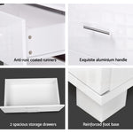 Artiss High Gloss Two Drawers Bedside Table - White