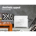 Artiss High Gloss Two Drawers Bedside Table - White