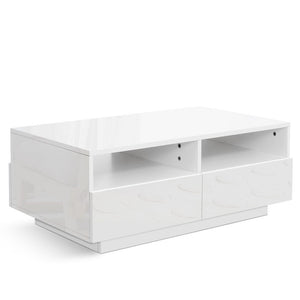 Artiss Modern Coffee Table 4 Storage Drawers High Gloss Wooden Shelf White