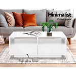 Artiss Modern Coffee Table 4 Storage Drawers High Gloss Wooden Shelf White