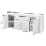 Artiss Buffet Sideboard Cabinet High Gloss Storage 4 Doors Cupboard Hall White