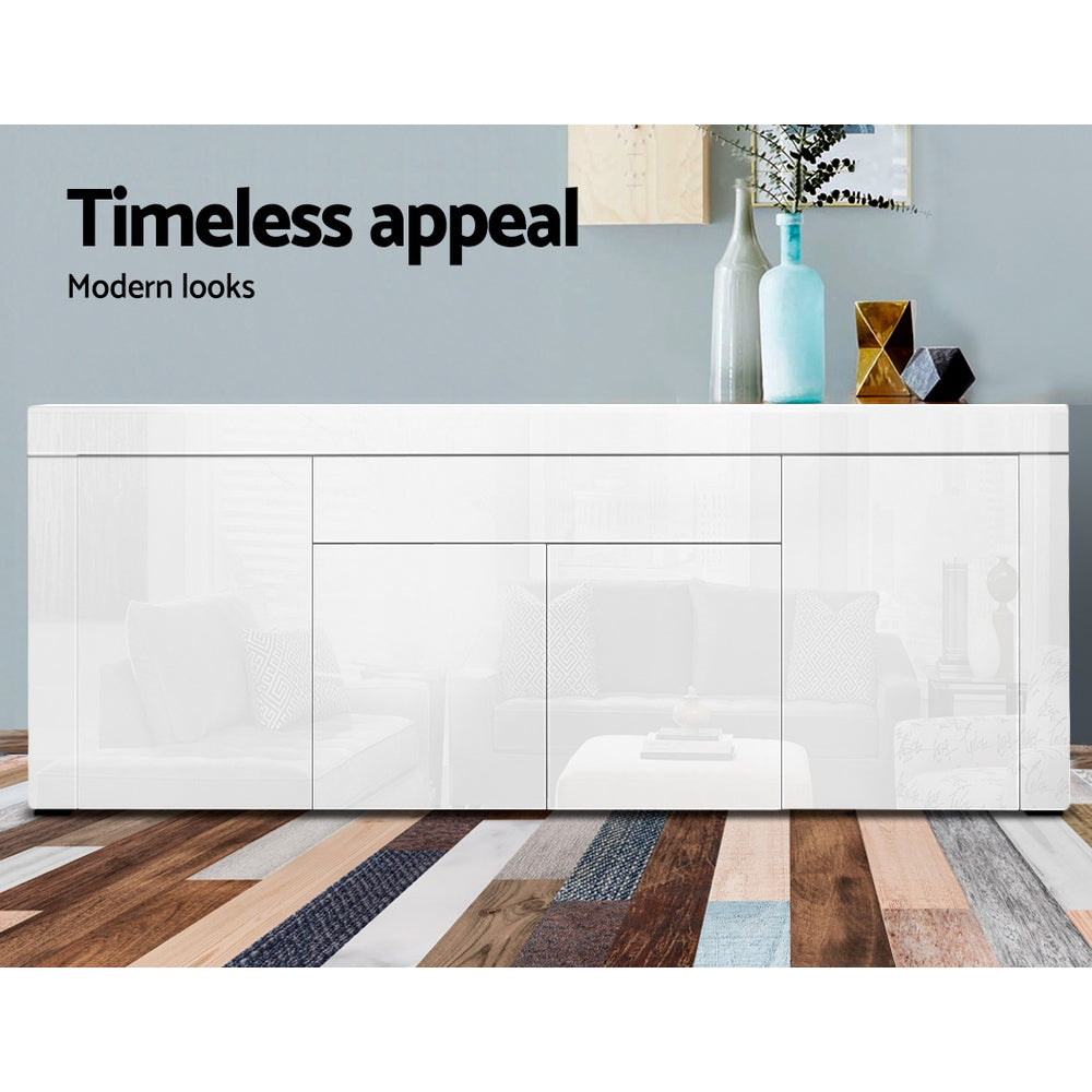 Artiss Buffet Sideboard Cabinet High Gloss Storage 4 Doors Cupboard Hall White