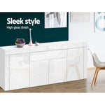 Artiss Buffet Sideboard Cabinet High Gloss Storage 4 Doors Cupboard Hall White
