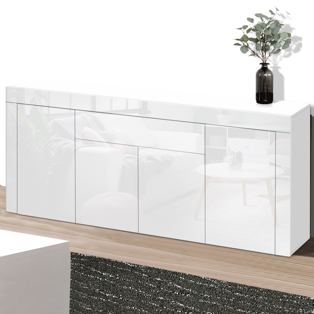 Artiss Buffet Sideboard Cabinet High Gloss Storage 4 Doors Cupboard Hall White