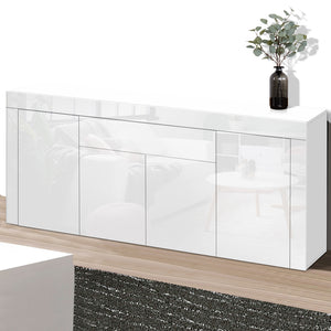 Artiss Buffet Sideboard Cabinet High Gloss Storage 4 Doors Cupboard Hall White