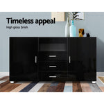 Artiss Buffet Sideboard Cabinet High Gloss Storage Cupboard Black Doors Drawers