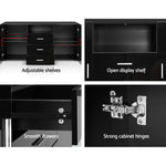 Artiss Buffet Sideboard Cabinet High Gloss Storage Cupboard Black Doors Drawers