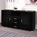 Artiss Buffet Sideboard Cabinet High Gloss Storage Cupboard Black Doors Drawers