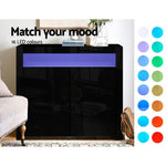 Artiss Buffet Sideboard Cabinet High Gloss Storage Cupboard 2 Doors Black Table