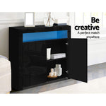 Artiss Buffet Sideboard Cabinet High Gloss Storage Cupboard 2 Doors Black Table