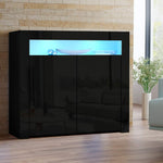 Artiss Buffet Sideboard Cabinet High Gloss Storage Cupboard 2 Doors Black Table