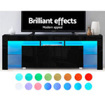 Artiss TV Cabinet Entertainment Unit Stand RGB LED Gloss Furniture 160cm Black