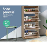 Artiss Shoe Cabinet Shoes Storage Rack Organiser 60 Pairs Wood Shelf Drawer