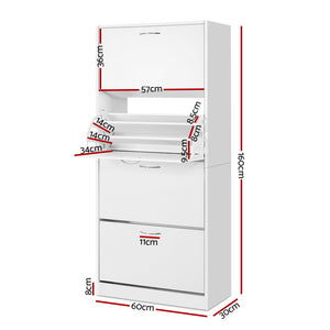 Artiss 60 Pairs Shoe Cabinet Shoes Rack Storage Organiser Shelf Cupboard Drawer