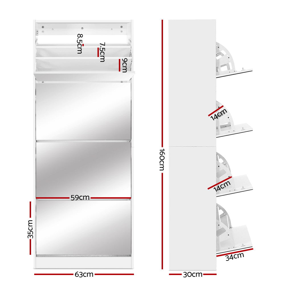 Artiss 60 Pairs Mirror Shoe Cabinet Rack Mirrored Storage Shoes Drawer Organiser