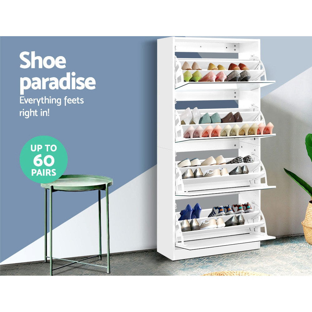 Artiss 60 Pairs Mirror Shoe Cabinet Rack Mirrored Storage Shoes Drawer Organiser