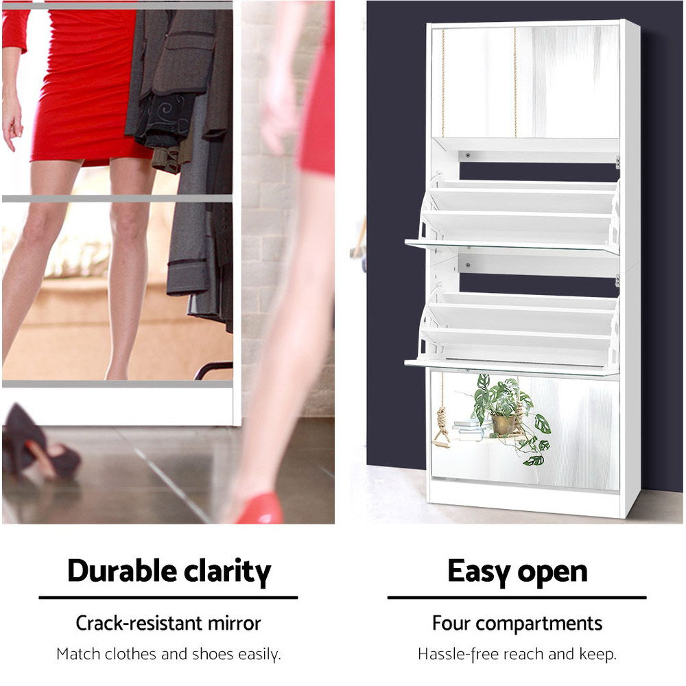 Artiss 60 Pairs Mirror Shoe Cabinet Rack Mirrored Storage Shoes Drawer Organiser