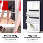 Artiss 60 Pairs Mirror Shoe Cabinet Rack Mirrored Storage Shoes Drawer Organiser