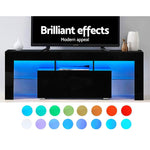 Artiss TV Cabinet Entertainment Unit Stand RGB LED Gloss Furniture 130cm Black
