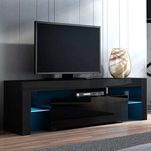 Artiss TV Cabinet Entertainment Unit Stand RGB LED Gloss Furniture 130cm Black