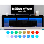 Artiss 189cm RGB LED TV Stand Cabinet Entertainment Unit Gloss Furniture Drawers Tempered Glass Shelf Black