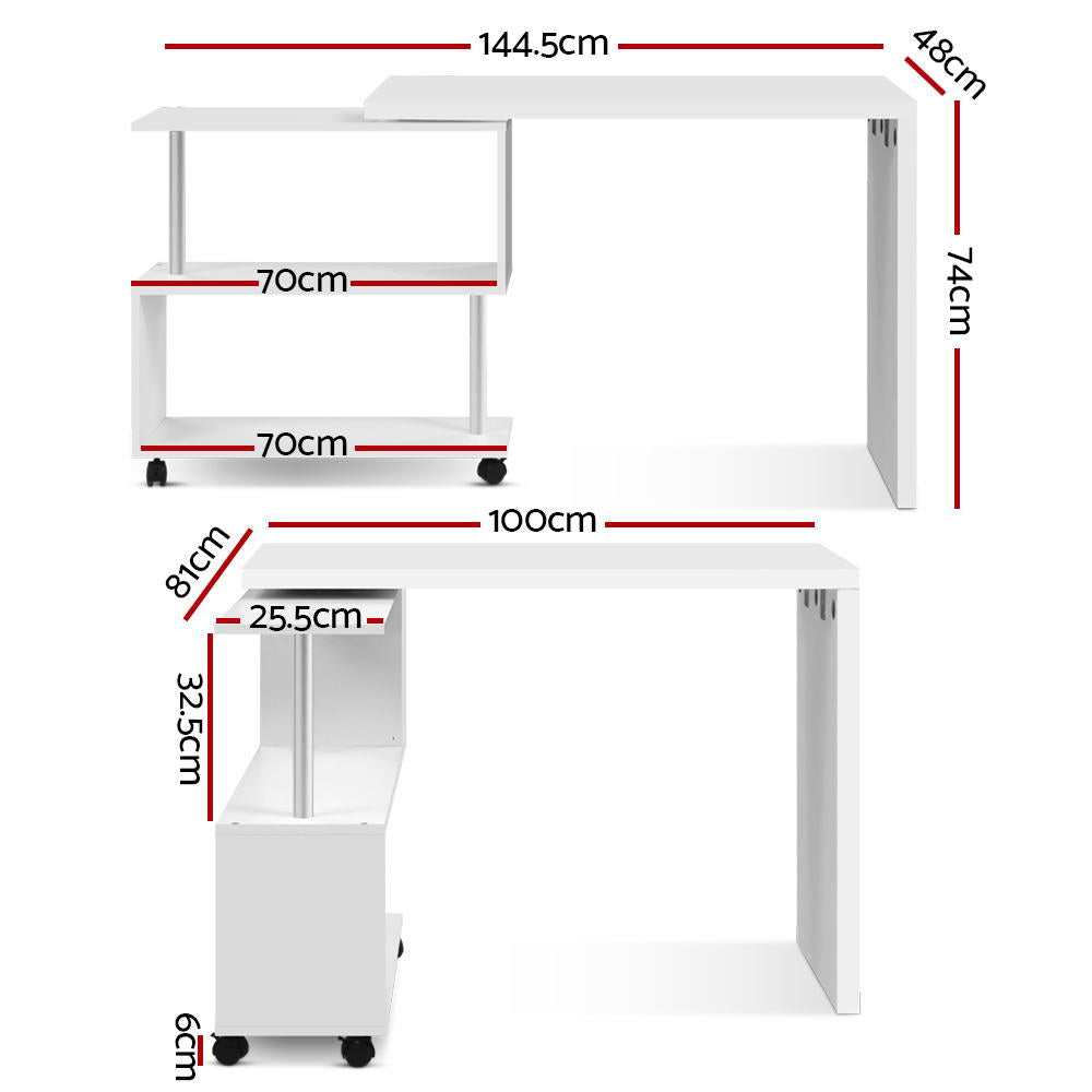 Artiss Office Computer Desk Corner Study Table Workstation Bookcase Swivel