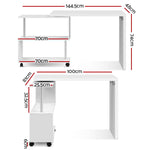 Artiss Office Computer Desk Corner Study Table Workstation Bookcase Swivel