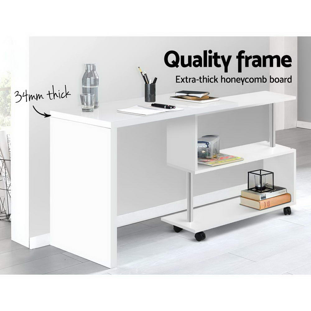 Artiss Office Computer Desk Corner Study Table Workstation Bookcase Swivel