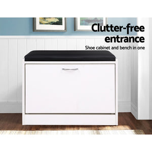 Artiss Shoe Cabinet Bench Shoes Storage Rack Organiser Storage White 15 Pairs