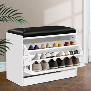 Artiss Shoe Cabinet Bench Shoes Storage Rack Organiser Storage White 15 Pairs