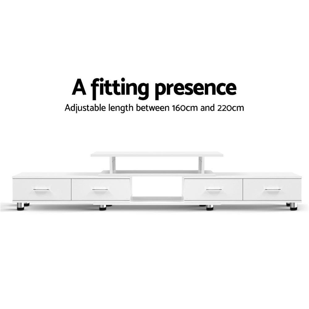 Artiss TV Cabinet Entertainment Unit Stand Wooden 160CM To 220CM Storage White