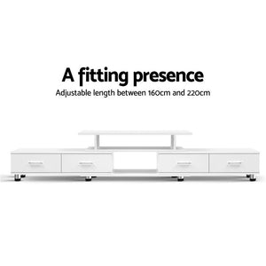 Artiss TV Cabinet Entertainment Unit Stand Wooden 160CM To 220CM Storage White