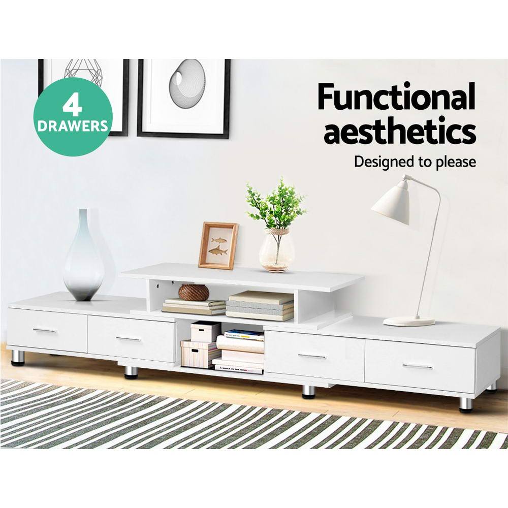 Artiss TV Cabinet Entertainment Unit Stand Wooden 160CM To 220CM Storage White