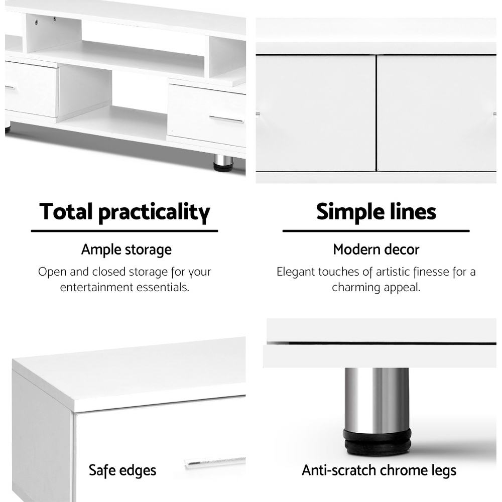 Artiss TV Cabinet Entertainment Unit Stand Wooden 160CM To 220CM Storage White