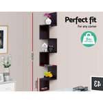 Artiss 5 Tier Corner Wall Floating Shelf Mount Display Bookshelf Rack Brown