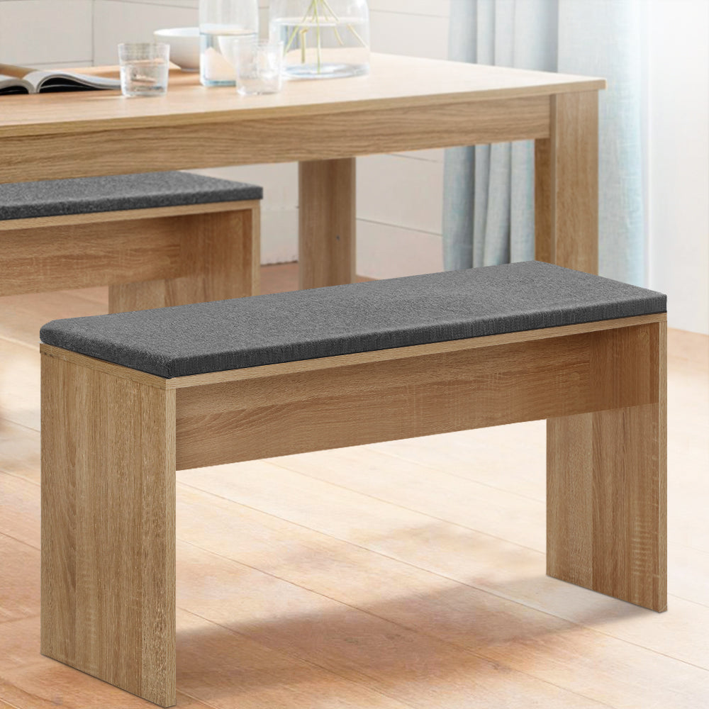 Artiss Dining Bench NATU Upholstery Seat Stool Chair Cushion Kitchen Furniture Oak 90cm