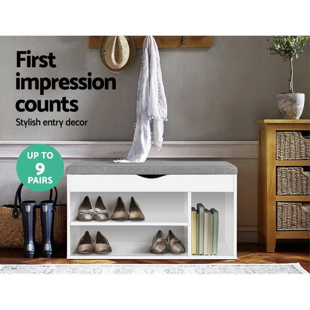 Artiss Shoe Cabinet Bench Shoes Organiser Storage Rack Shelf White Cupboard Box