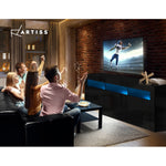 Artiss TV Cabinet Entertainment Unit Stand RGB LED Gloss Drawers 160cm Black