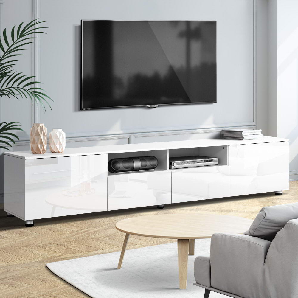 Artiss TV Cabinet Entertainment Unit Stand High Gloss Furniture 205cm White