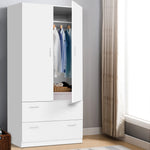 Artiss 2 Doors Wardrobe Bedroom Closet Storage Cabinet Organiser Armoire 180cm White