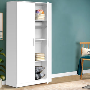 Artiss Multi-purpose Cupboard 2 Door 180cm Wardrobe Closet Storage Cabinet Kitchen Organiser White