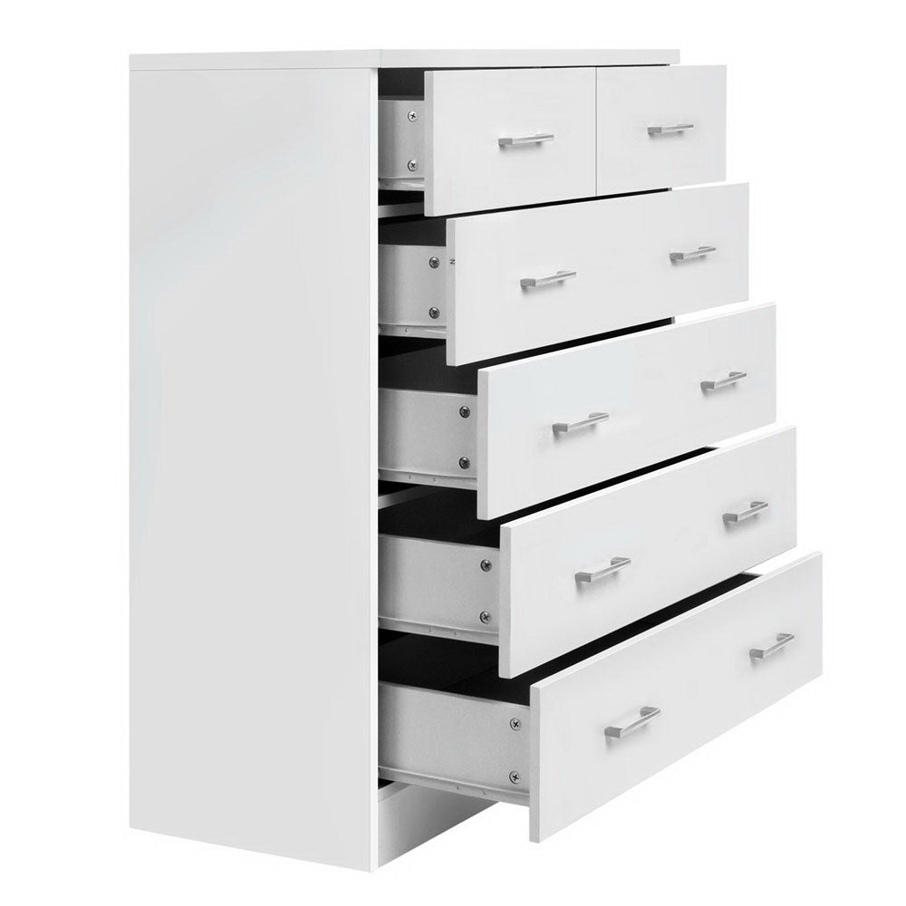 Artiss Tallboy 6 Drawers Storage Cabinet - White