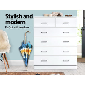 Artiss Tallboy 6 Drawers Storage Cabinet - White
