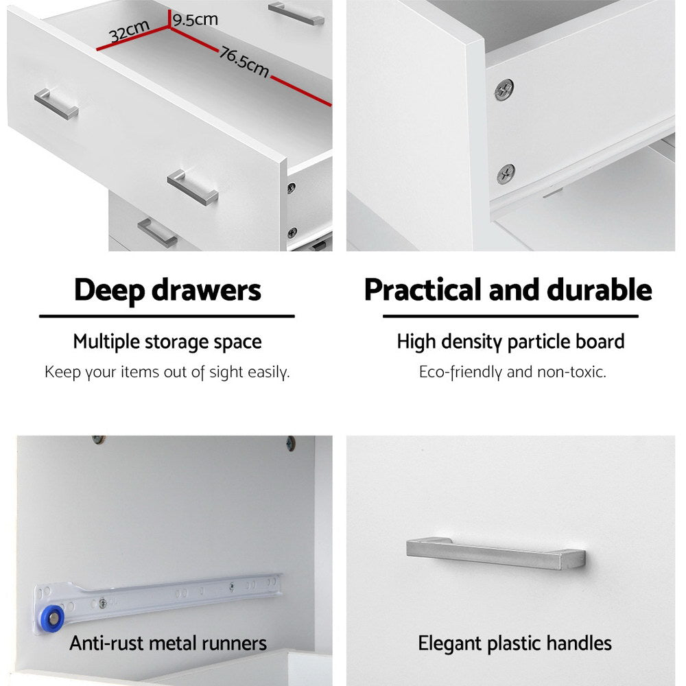 Artiss Tallboy 6 Drawers Storage Cabinet - White